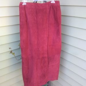 Long 100% Leather (suede) Skirt